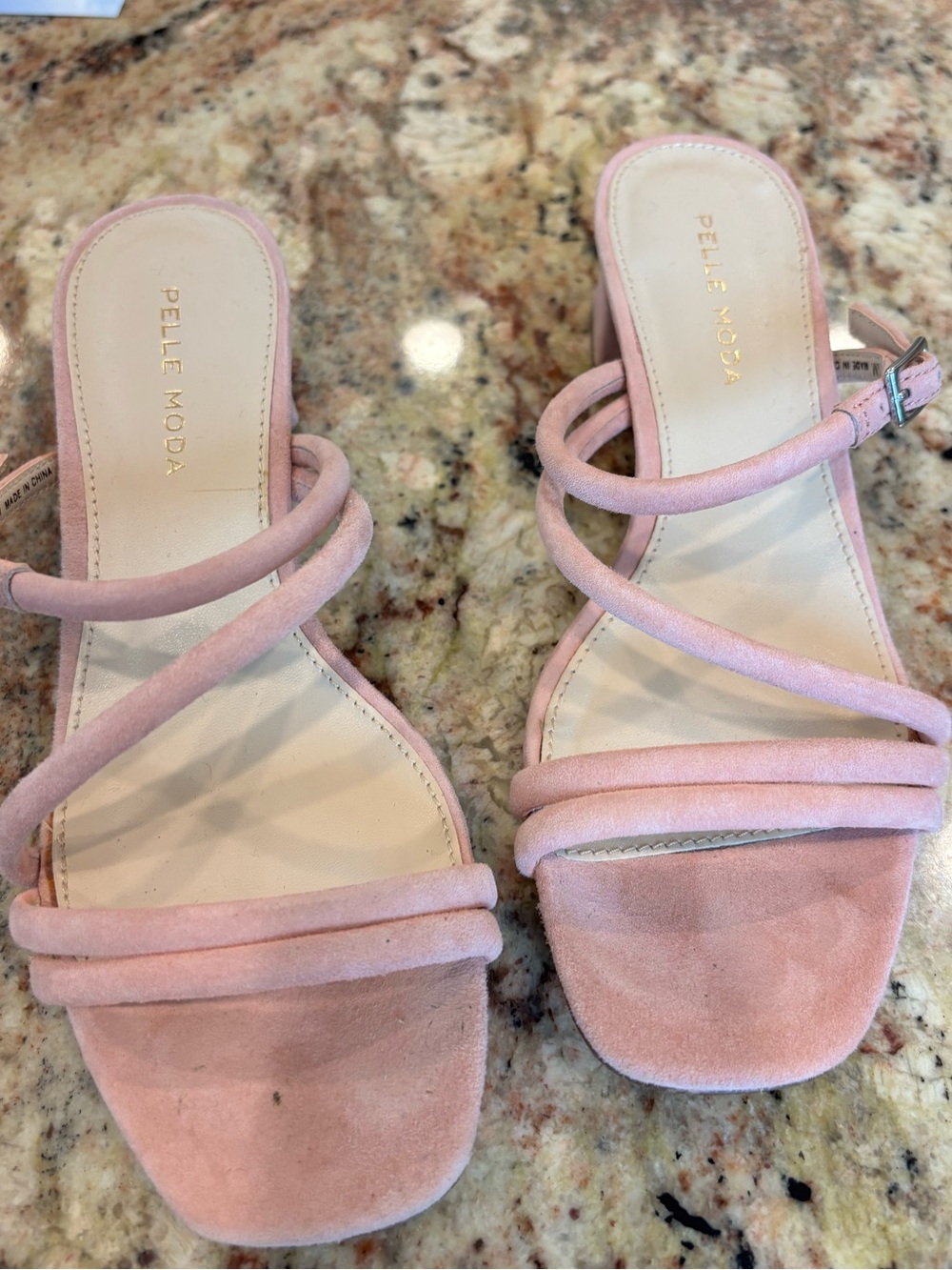 Moda Pink Suede Multi-Strap Heeled Sandals